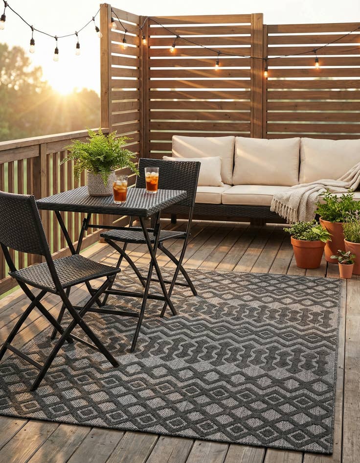 Detail image of  5' 3 x 8'  Washable Trellis Textured Indoor / Outdoor Rug