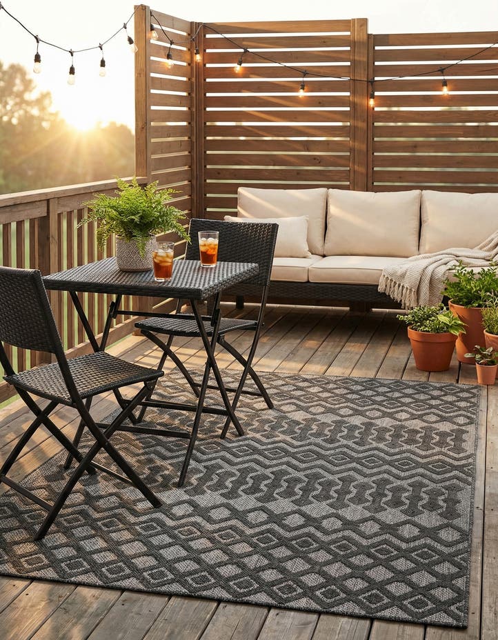 5' 3 x 8' Easy-Clean Trellis Textured Indoor...