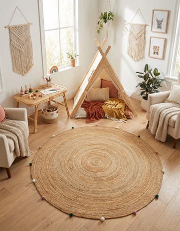 Hand Braided Kids Braided Jute Round Rug