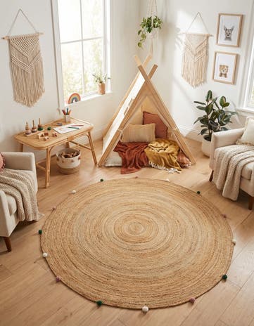 Hand Braided Kids Braided Jute Round Rug