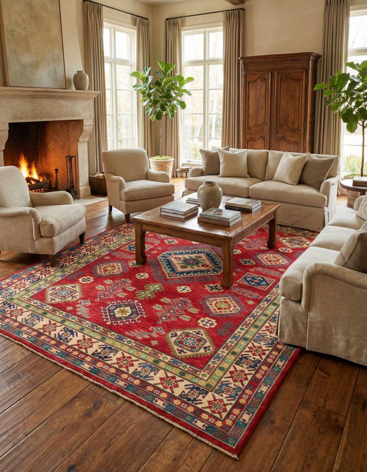 Detail image of  6' 9 x 10' 1  Hand Knotted Kazak Rug