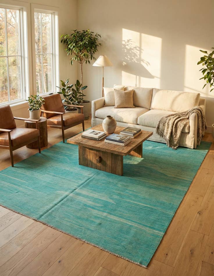 Detail image of 6' 8 x 9' 10  Hand Woven Kilim Modern Wool Rug