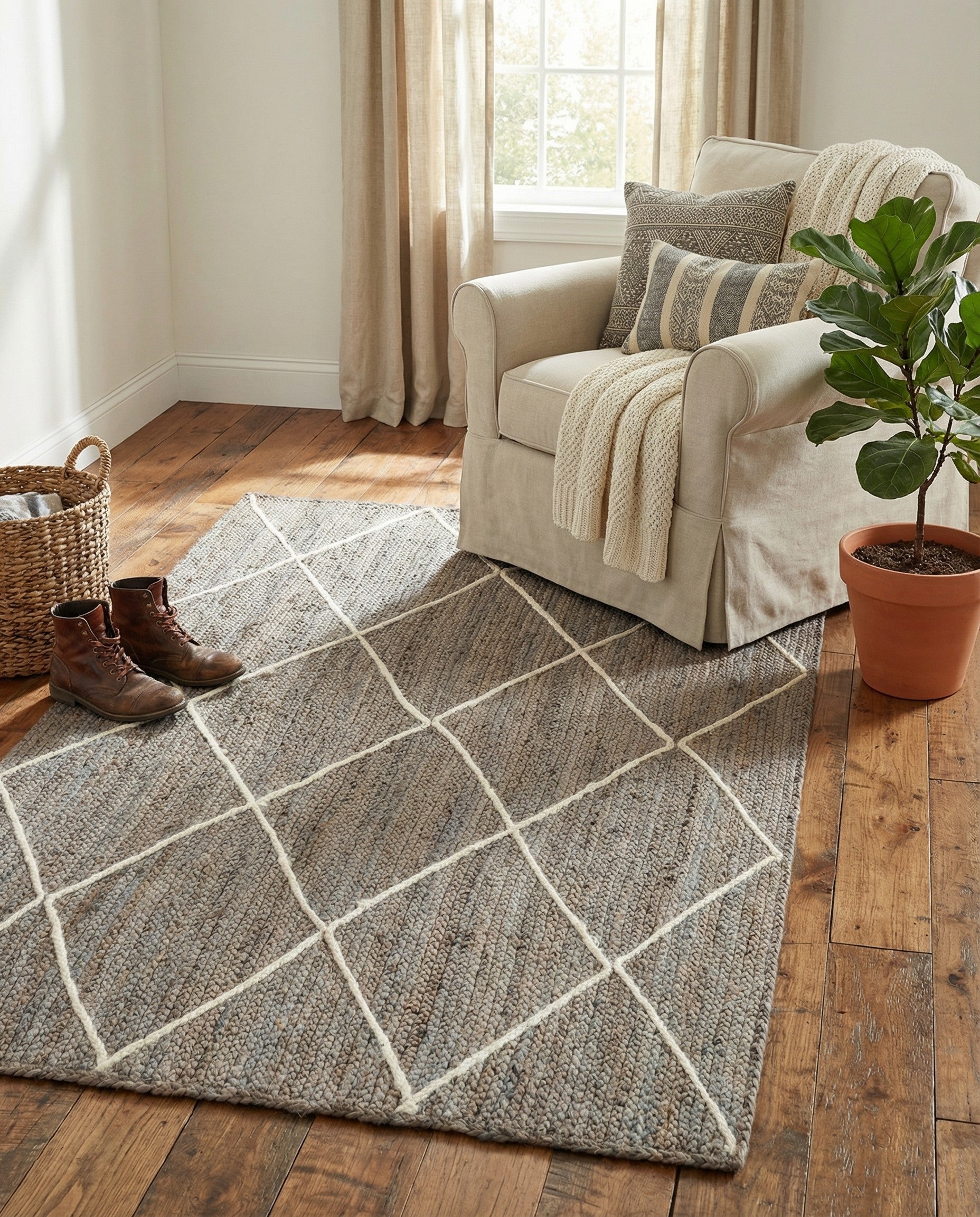  4' 1 x 6' 1  Hand Braided Jute Rug