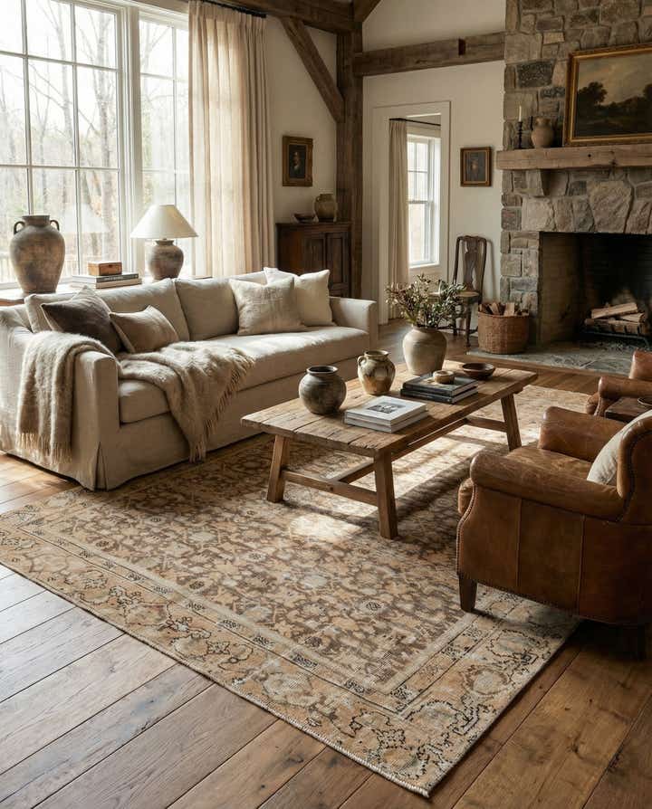 6' 7 x 9' 4 Hand Knotted Ultra Vintage Persian Wool Rug