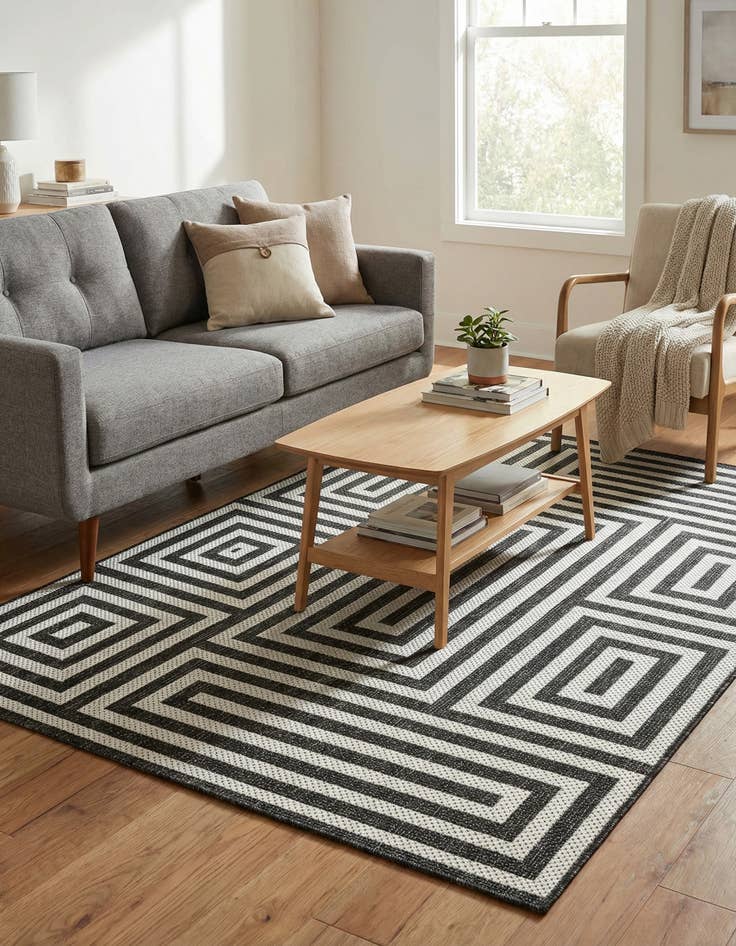 Detail image of  4' x 6'  Washable Modern Indoor / Outdoor Rug