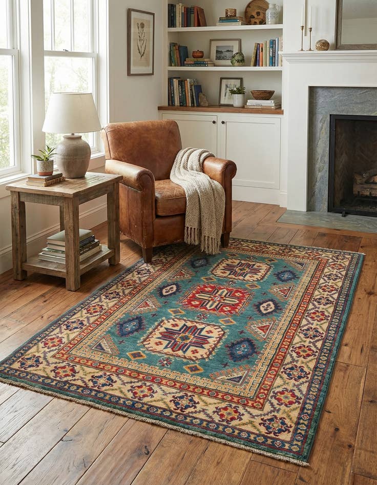 Detail image of 4' x 6' 1  Hand Knotted Kazak Rug