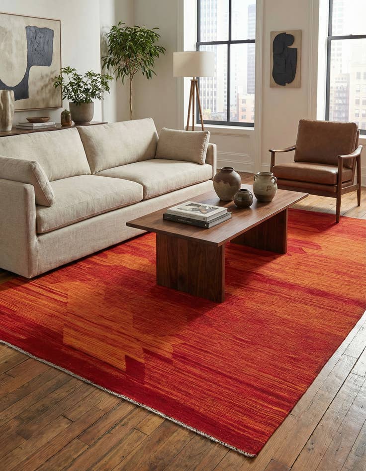 Detail image of 6' 10 x 9' 8  Hand Woven Kilim Modern Wool Rug