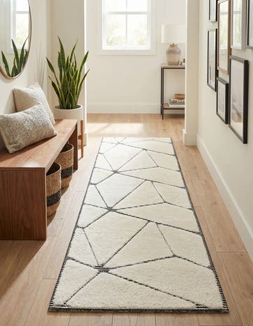 Ivory White Prismatic Runner Rug