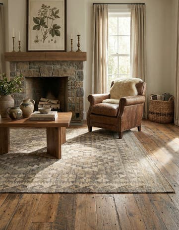 4' 3 x 5' 8 Hand Woven Kilim Maymana Wool Rug