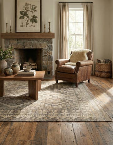 4' 3 x 5' 8 Hand Woven Kilim Maymana Wool Rug