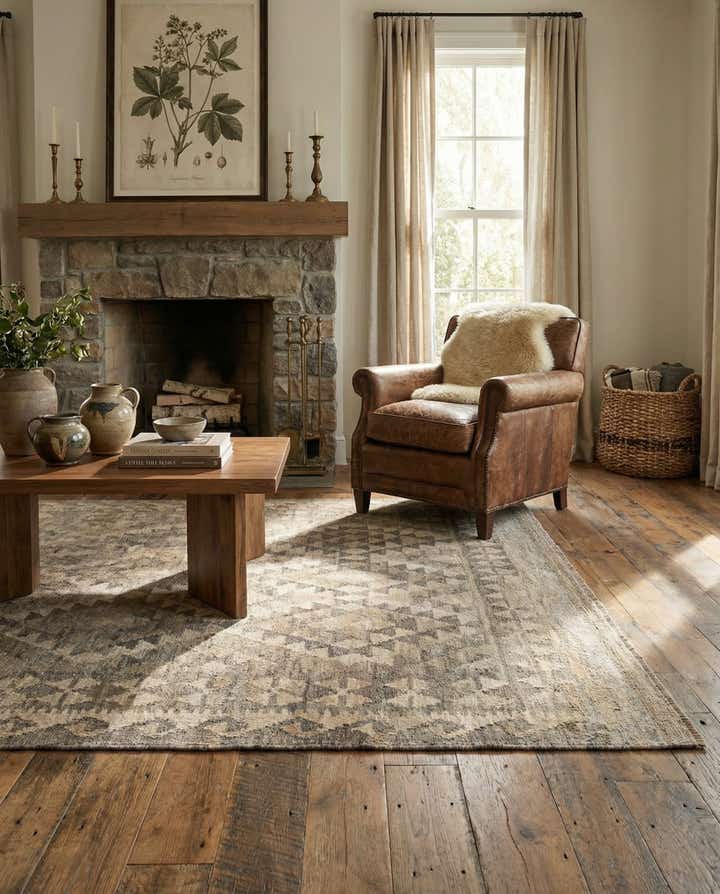 4' 3 x 5' 8 Hand Woven Kilim Maymana Wool Rug