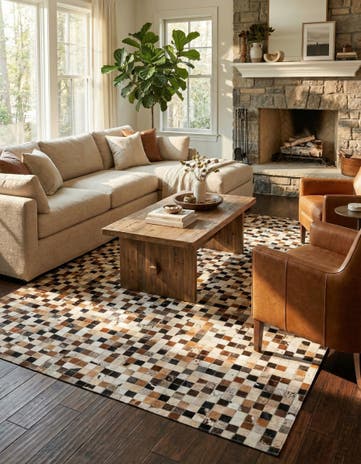 5' x 7' 9 Cowhide Stocks Rug