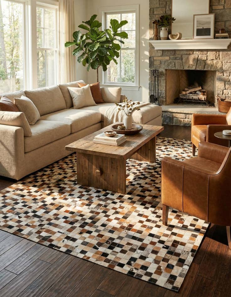 Detail image of 5' x 7' 9 Cowhide Stocks Rug