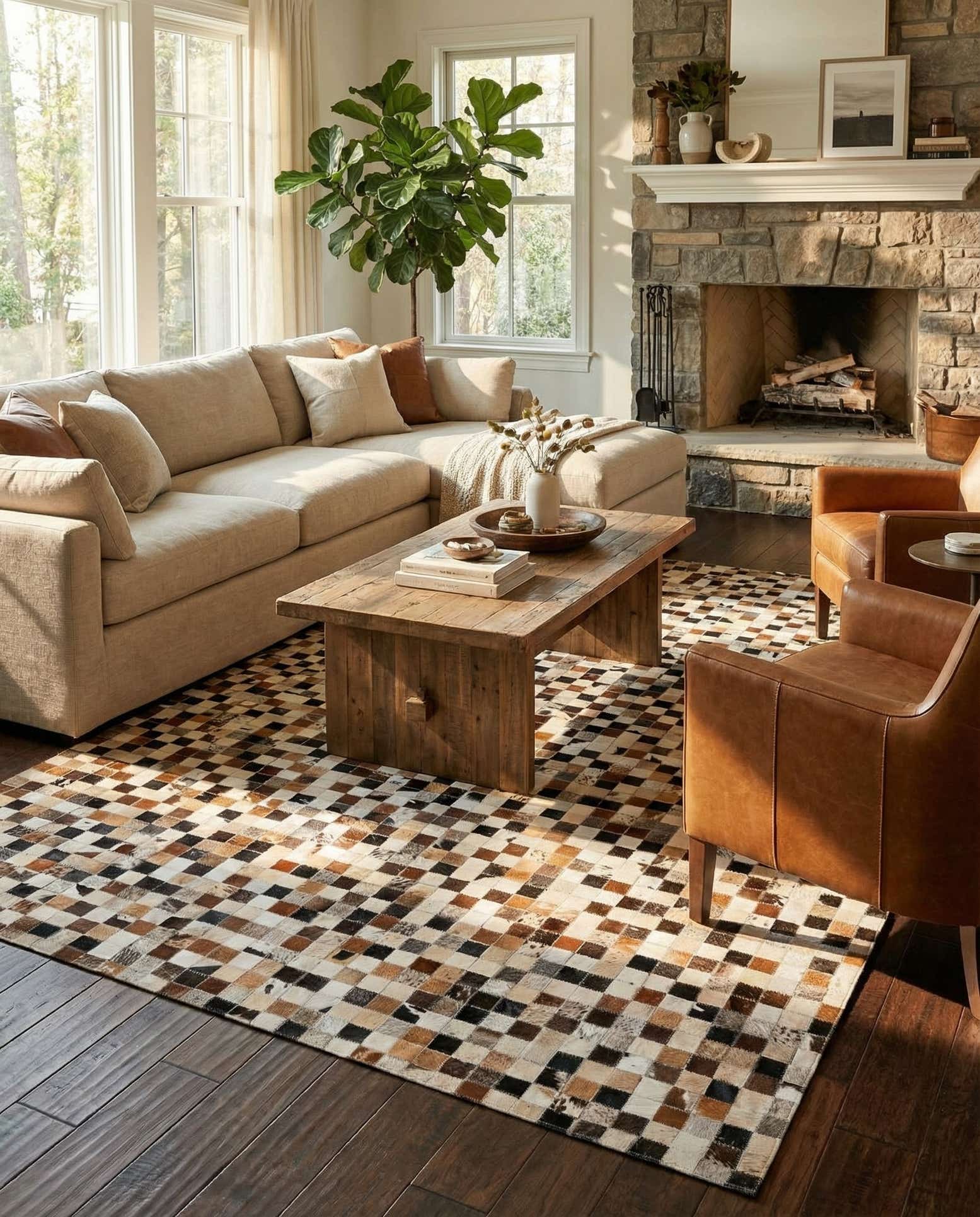 5' x 7' 9 Cowhide Stocks Rug
