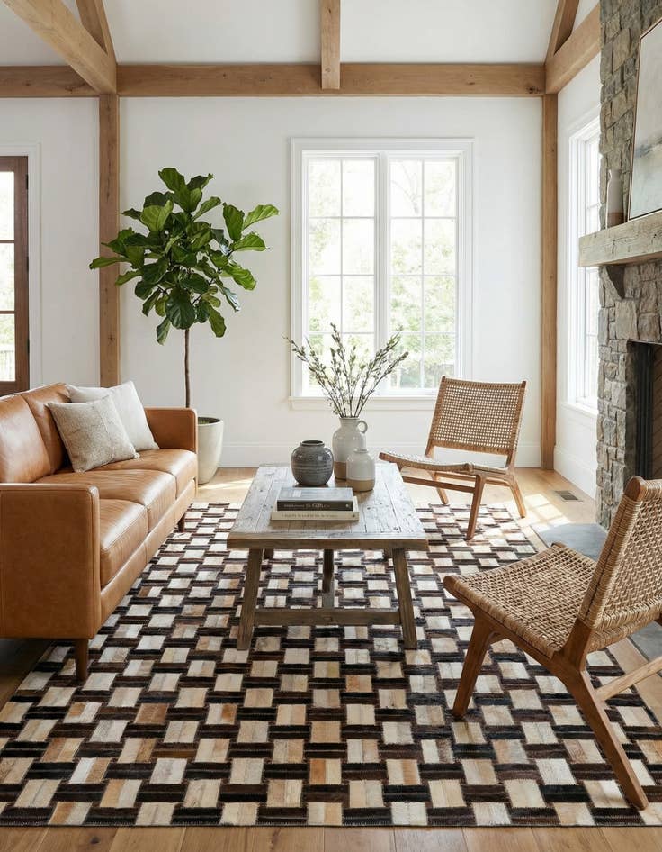 Detail image of  4' x 5' 11 Cowhide - Patchwork Rug