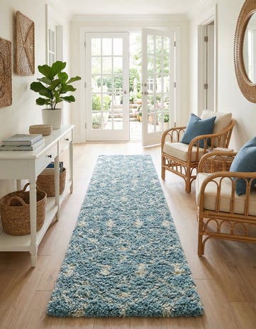3' 3 x 16' 5 Moroccan Trellis Shag Runner Rug
