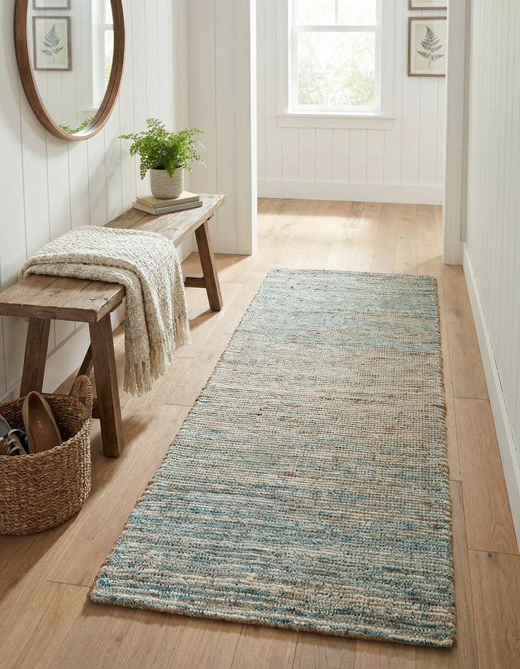 Detail image of 2' 2 x 6' 1  Hand Woven Chenille Jute Runner Rug