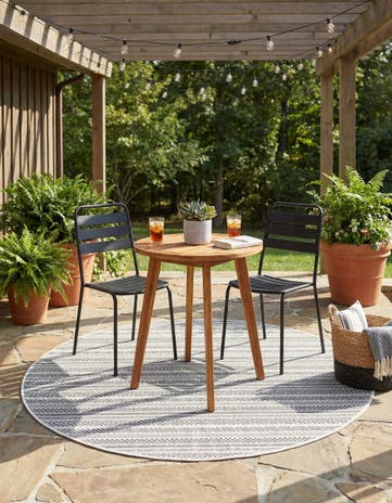 5' 3 x 5' 3 Easy-Clean Ribbon Indoor / Outdoor Round Rug