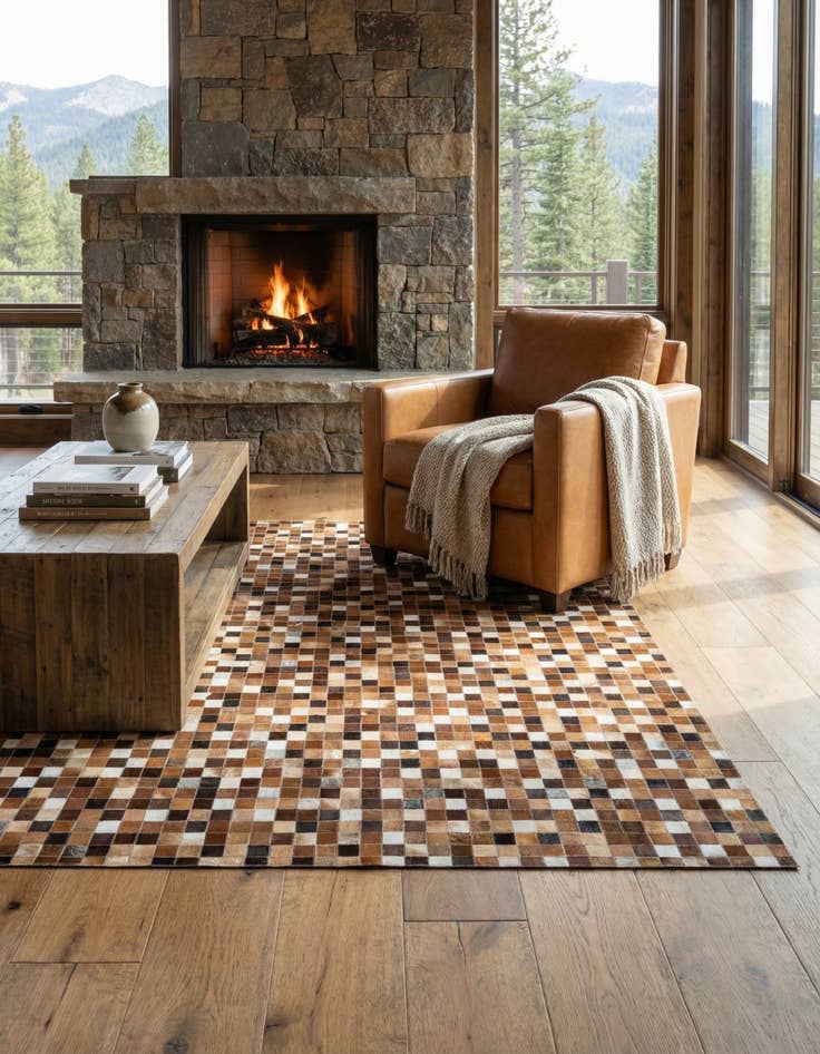 Detail image of 4' 9 x 6' 8 Cowhide Stocks Rug