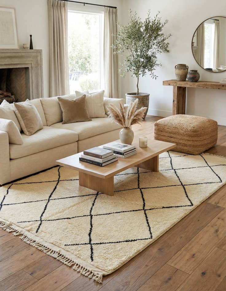 Detail image of 6' 5 x 9' 5  Hand Knotted Moroccan Wool Rug