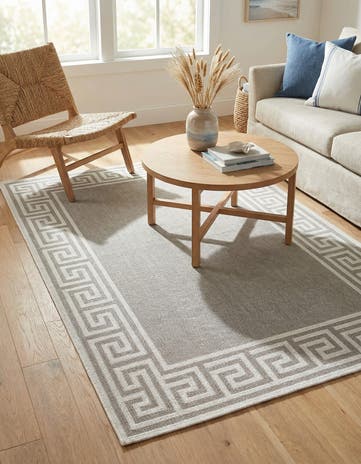 Gray Easy-Clean Coastal Indoor / Outdoor Rug