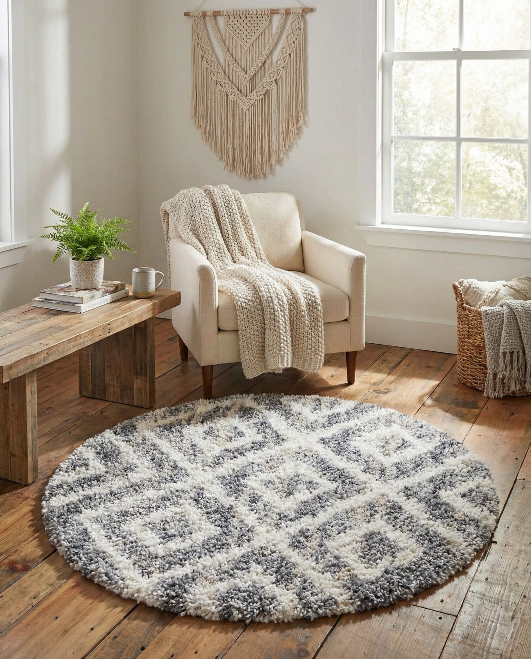  5' x 5' Athena Shag Round Rug