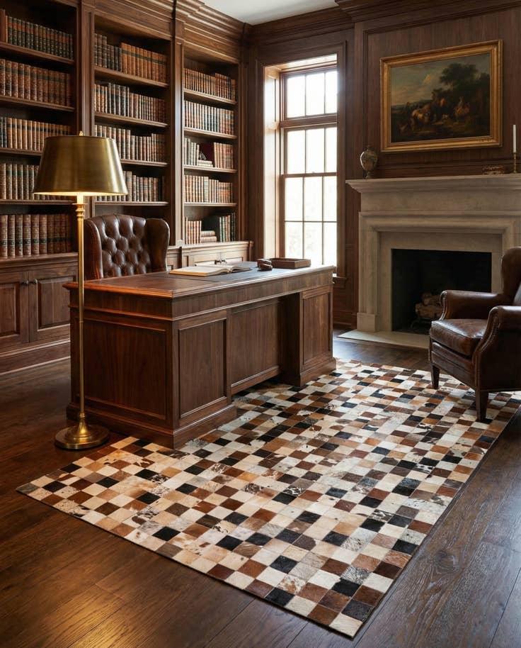 Detail image of 5' x 7' 10 Cowhide Leather Rug