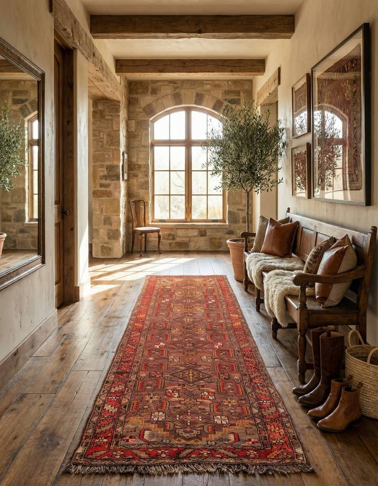 Detail image of 4' 2 x 11'  Hand Knotted Kars Wool Runner Rug