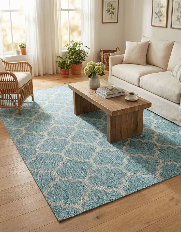 Detail image of 7' 10 x 11'  Washable Trellis Indoor / Outdoor Rug