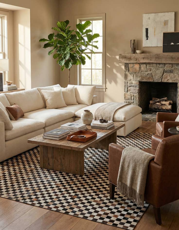 Detail image of 5' 6 x 7' 6 Cowhide Stocks Rug