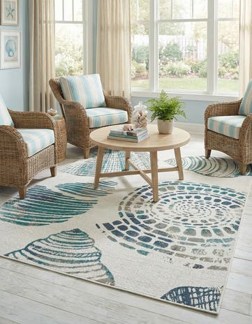 5' 3 x 8' Easy-Clean Coastal Indoor / Outdoor Rug