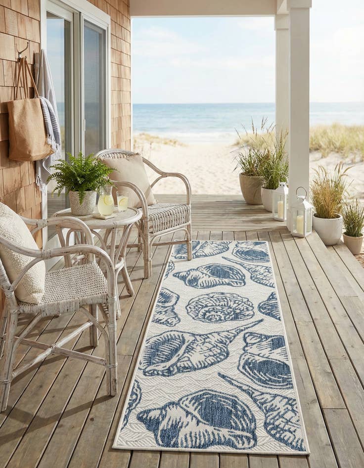 Detail image of 2' x 6'  Washable Coastal Indoor / Outdoor Runner Rug