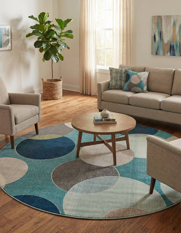 Detail image of 8' x 8'  Washable Spectrum Round Rug