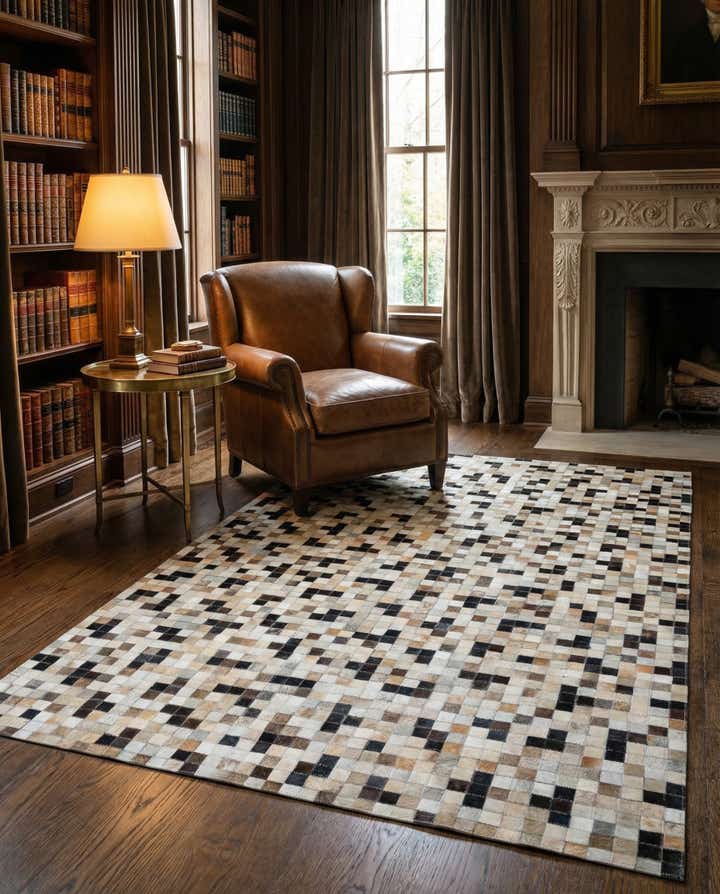 5' 1 x 8' Cowhide Leather Rug