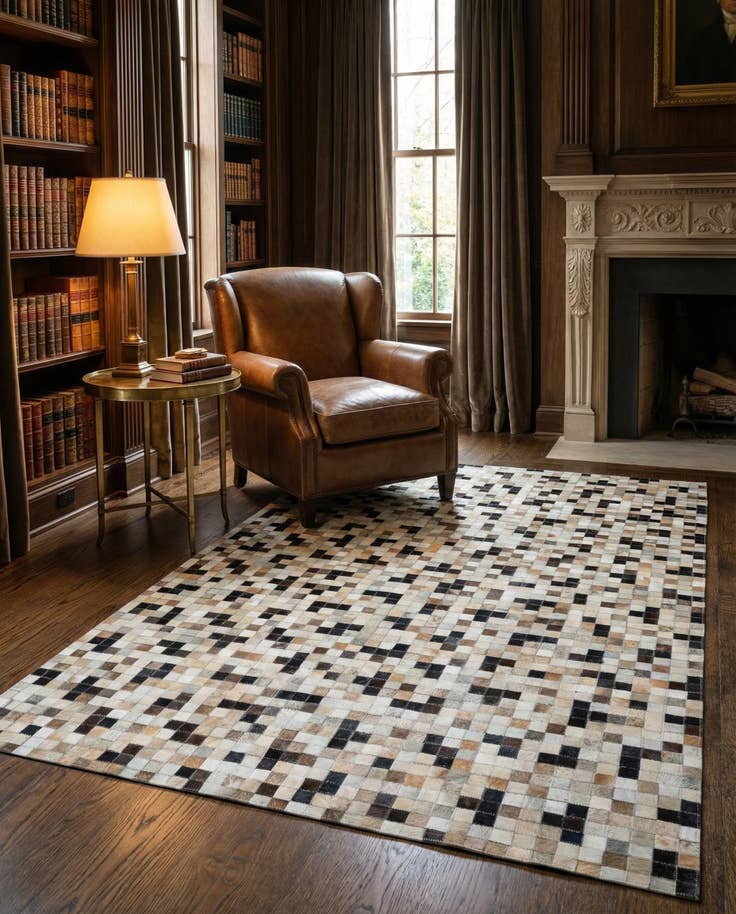 Detail image of 5' 1 x 8' Cowhide Leather Rug