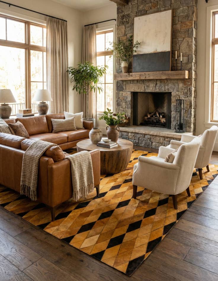 Detail image of 5' 1 x 8' Cowhide Stocks Rug