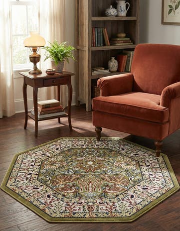 Green Nain Design Octagon Rug