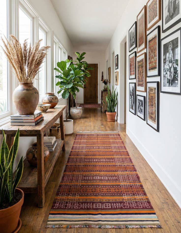 Detail image of  4' x 10' 2  Hand Woven Kilim Afghan Wool Runner Rug