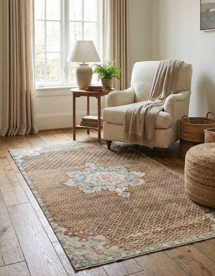 Detail image of 4' x 7' 9  Hand Knotted Ultra Vintage Persian Wool Runner Rug