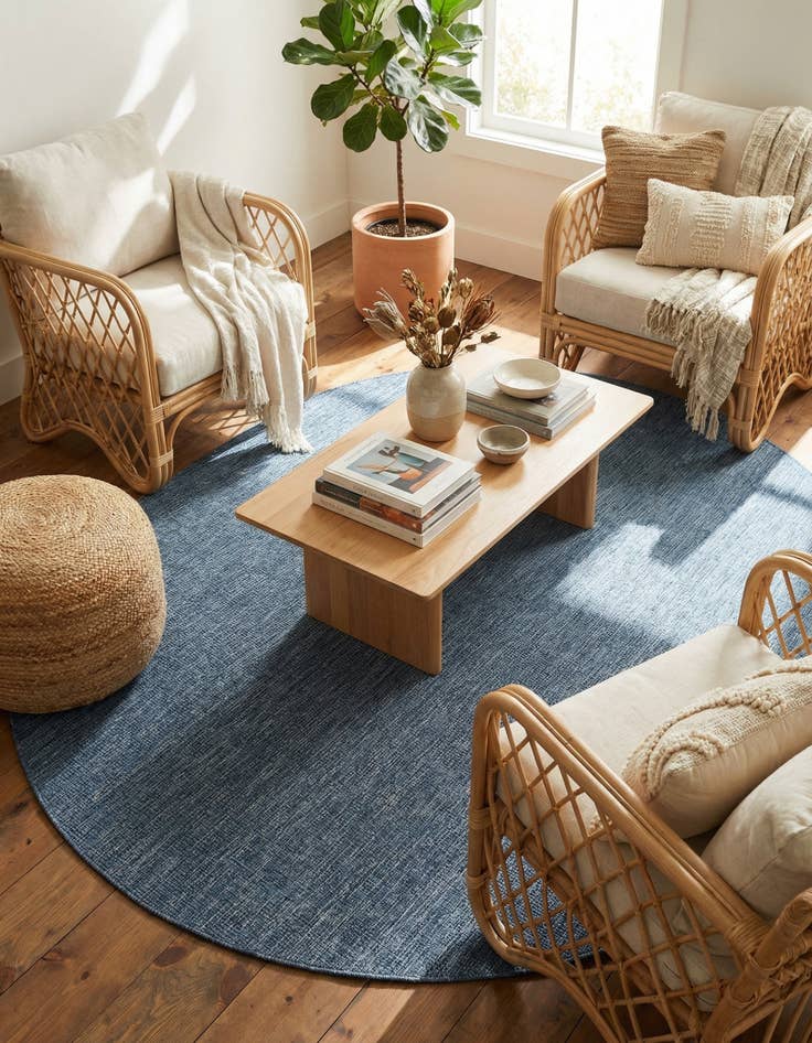 Detail image of 7' 10 x 10'  Washable Solid Indoor / Outdoor Oval Rug