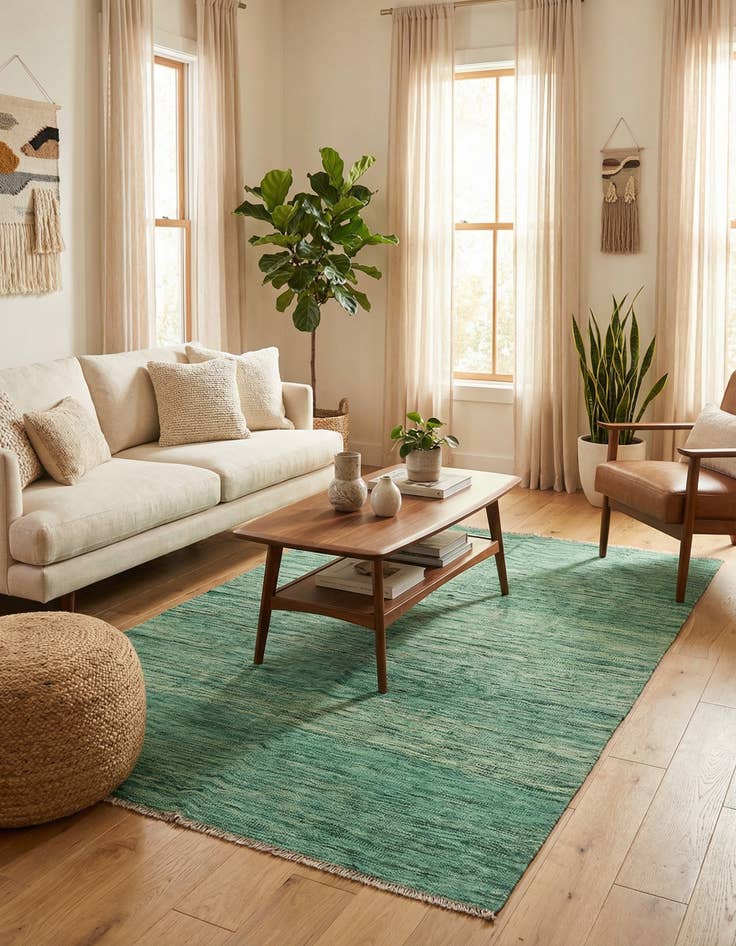 Detail image of 4' x 6'  Hand Woven Kilim Modern Wool Rug