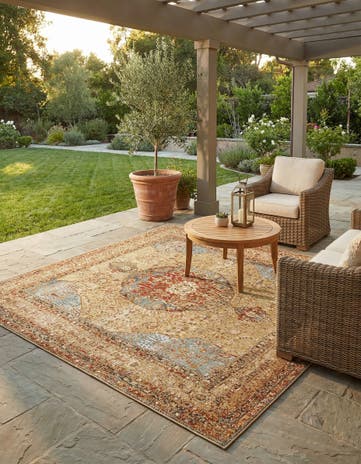 10' x 10' Easy-Clean Traditional Indoor / Outdoor Square Rug