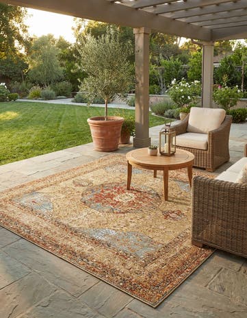 10' x 10' Easy-Clean Traditional Indoor / Outdoor Square Rug