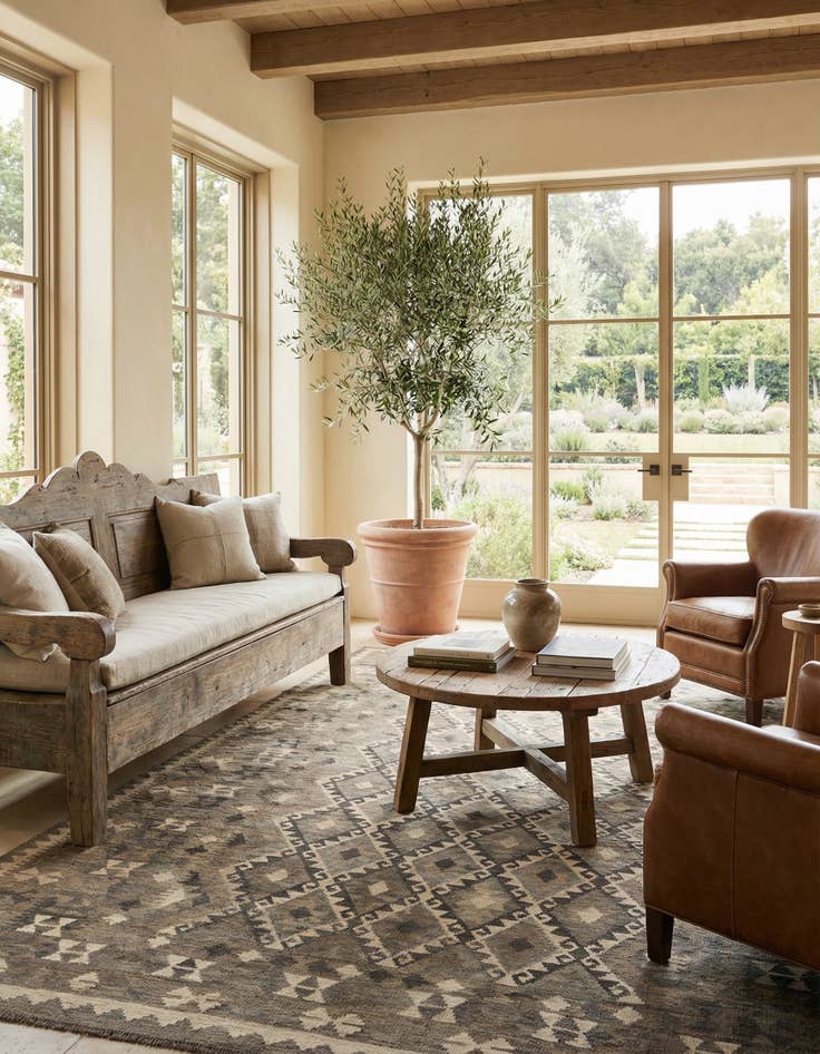 Detail image of 6' 11 x 9' 8  Hand Woven Kilim Maymana Wool Rug