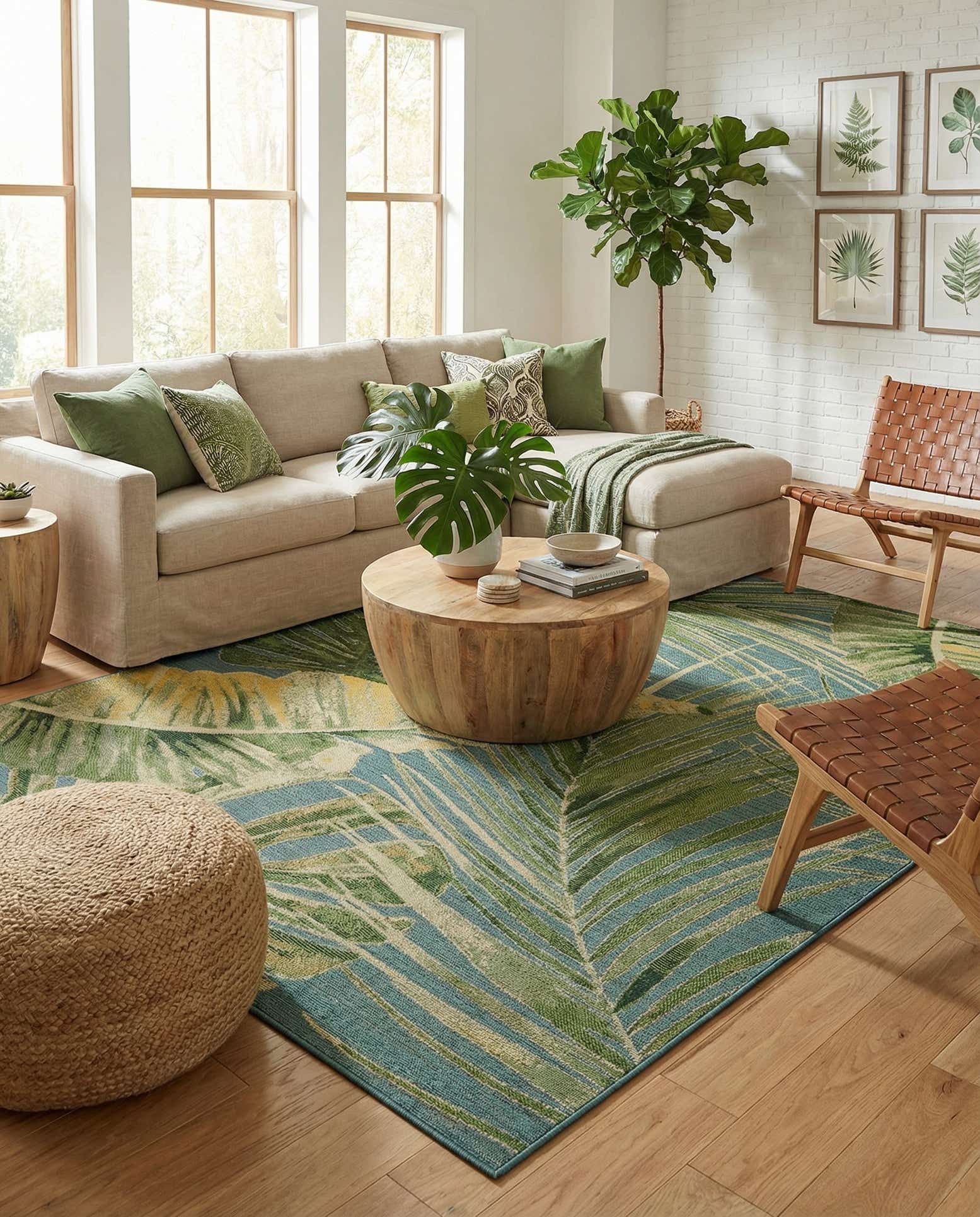 10' x 14' 2 Easy-Clean Botanical Indoor / Outdoor Rug