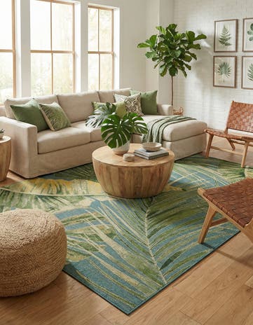 10' x 14' 2 Easy-Clean Botanical Indoor / Outdoor Rug
