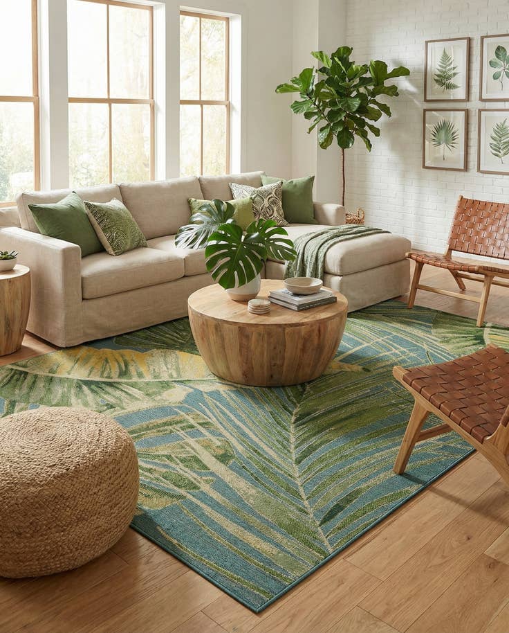 Detail image of 10' x 14' 2 Easy-Clean Botanical Indoor / Outdoor Rug