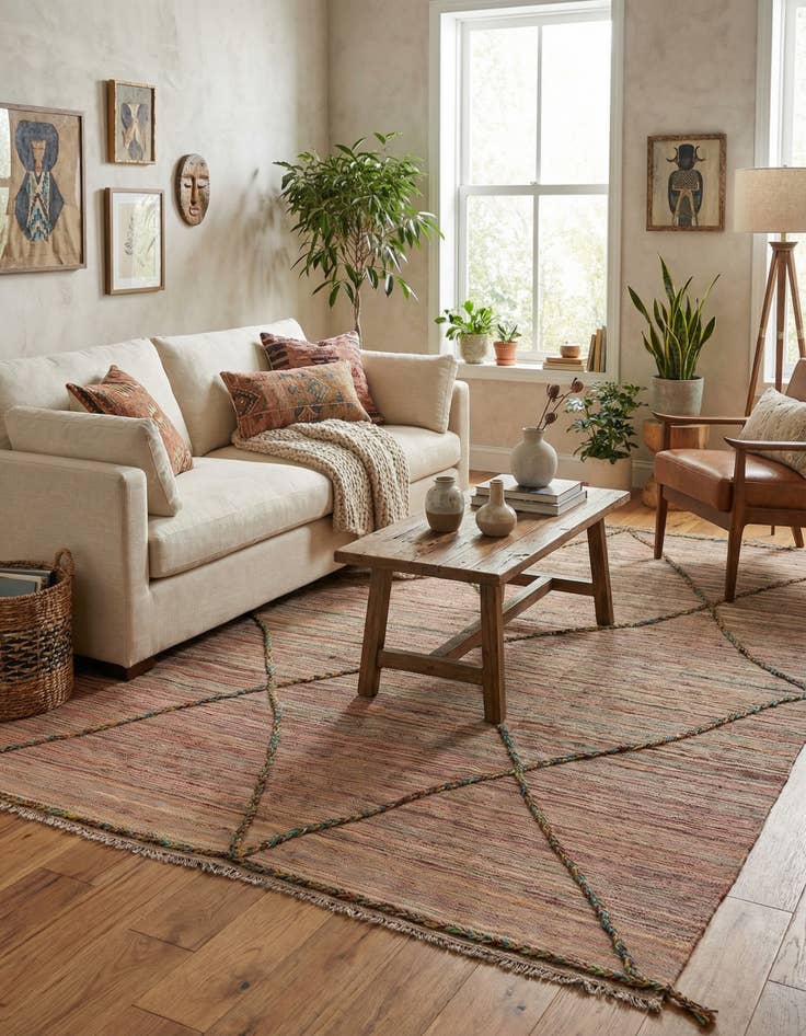 Detail image of 5' 9 x 7' 11  Hand Knotted Moroccan Wool Rug