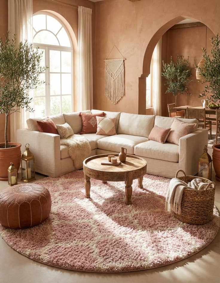 Detail image of  10' x 10' Moroccan Trellis Shag Round Rug