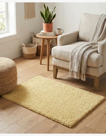 Yellow Solid Frieze Rug